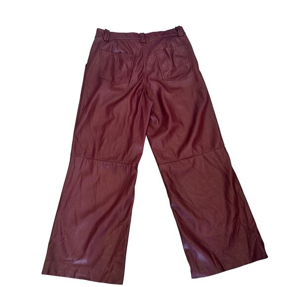 Joe's Jeans Burgundy Faux Leather Pants Size 31 Wide Leg Trouser Designer $198 - Picture 5 of 9